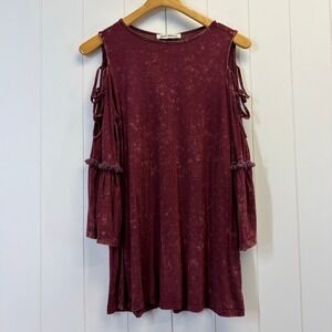 Rustic Rack Western Boho Acid Wash Tunic Top Women Size S Cowgirl Festival Rodeo